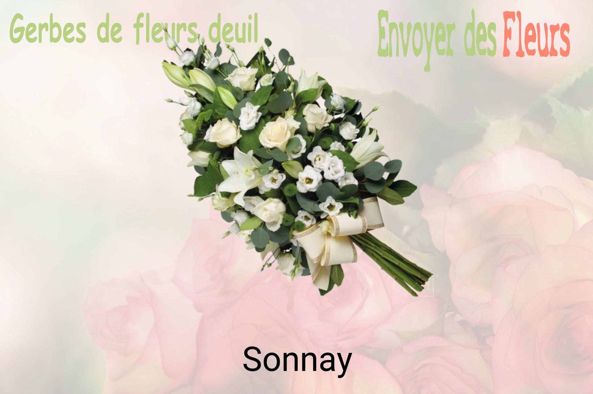 Gerbe de fleurs de deuil livrée à Sonnay